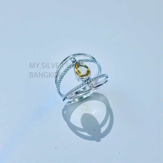 Wholesale 925 Sterling Silver Citrine Pear Multi-Band Cage Ring.| MYS SR315 Wholesale 925 Sterling Silver Citrine Pear Multi-Band Cage Ring.| MYS SR315