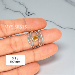 Wholesale 925 Sterling Silver Citrine Pear Multi-Band Cage Ring.| MYS SR315