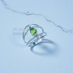 Wholesale 925 Sterling Silver Peridot Pear Multi-Band Cage Ring.| MYS SR316 Wholesale 925 Sterling Silver Peridot Pear Multi-Band Cage Ring.| MYS SR316