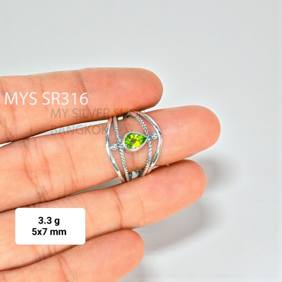 Wholesale 925 Sterling Silver Peridot Pear Multi-Band Cage Ring.| MYS SR316 Wholesale 925 Sterling Silver Peridot Pear Multi-Band Cage Ring.| MYS SR316