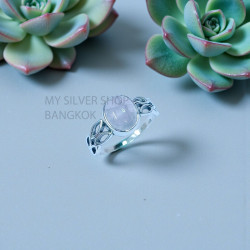 Wholesale 925 Sterling Silver Rose Quartz Oval Vintage Petal Ring.| MYS SR317 Wholesale 925 Sterling Silver Rose Quartz Oval Vintage Petal Ring.| MYS SR317