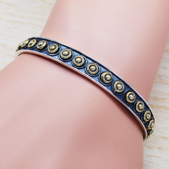 Amazing Look 925 Sterling Silver And Brass Jewelry New Fashion Bangle SJWB-110