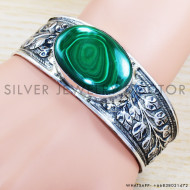 Malachite 925 Sterling Silver Bangles (SJWB-125) Malachite 925 Sterling Silver Bangles (SJWB-125)