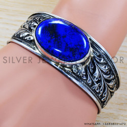 Lapis Lazuli 925 Sterling Silver Bangles (SJWB-127)