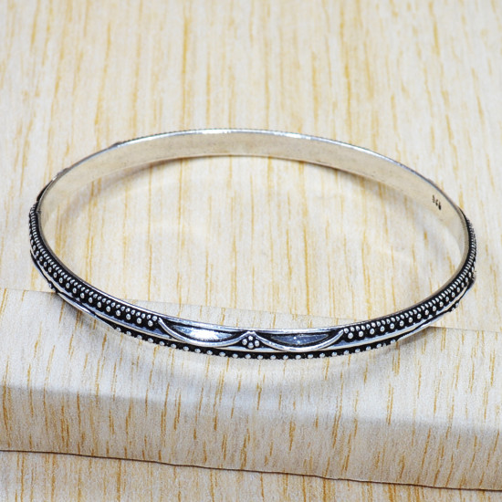 Ancient Look Jewelry Authentic 925 Sterling Silver Fancy Bangle SJWB-148