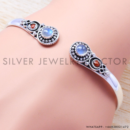 Carnelian 925 Sterling Silver Bangles (SJWB-18) Carnelian 925 Sterling Silver Bangles (SJWB-18)