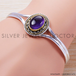 Garnet 925 Sterling Silver Bangles (SJWB-27)
