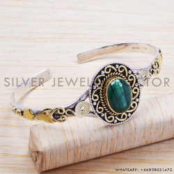 Malachite 925 Sterling Silver Bangles (SJWB-28) Malachite 925 Sterling Silver Bangles (SJWB-28)