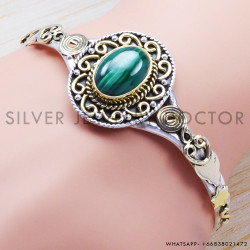 Malachite 925 Sterling Silver Bangles (SJWB-28)