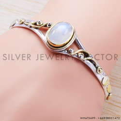 Rainbow Moonstone 925 Sterling Silver Bangles (SJWB-29)