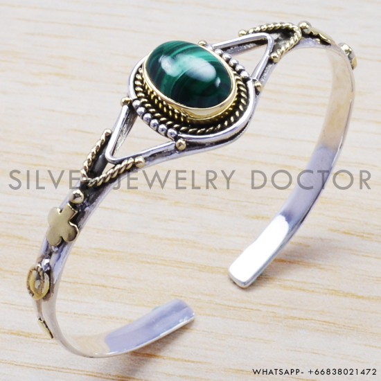 Malachite 925 Sterling Silver Bangles (SJWB-30) Malachite 925 Sterling Silver Bangles (SJWB-30)