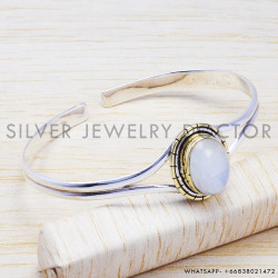 Rainbow Moonstone 925 Sterling Silver Bangles (SJWB-31) Rainbow Moonstone 925 Sterling Silver Bangles (SJWB-31)