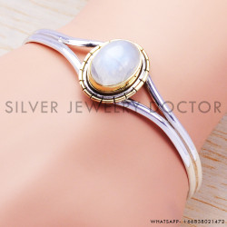 Rainbow Moonstone 925 Sterling Silver Bangles (SJWB-31)
