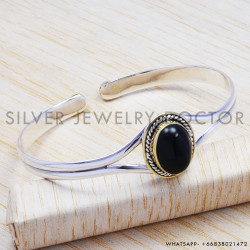 Black Onyx 925 Sterling Silver Bangles (SJWB-32) Black Onyx 925 Sterling Silver Bangles (SJWB-32)