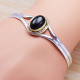 925 sterling silver and brass hand-finished jewelry black onyx stone bangle SJWB-32