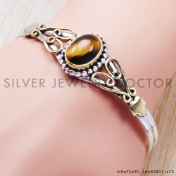 Tiger Eye 925 Sterling Silver Bangles (SJWB-33)