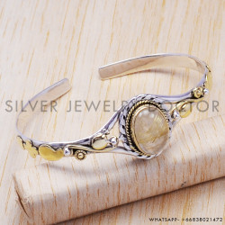 Golden Rutile 925 Sterling Silver Bangles (SJWB-34) Golden Rutile 925 Sterling Silver Bangles (SJWB-34)
