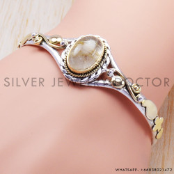 Golden Rutile 925 Sterling Silver Bangles (SJWB-34)