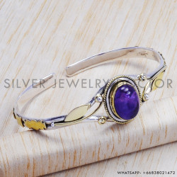 Amethyst 925 Sterling Silver Bangles (SJWB-37) Amethyst 925 Sterling Silver Bangles (SJWB-37)