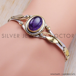 Amethyst 925 Sterling Silver Bangles (SJWB-37)