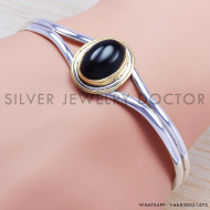 Black Onyx 925 Sterling Silver Bangles (SJWB-39) Black Onyx 925 Sterling Silver Bangles (SJWB-39)