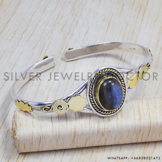 Labradorite 925 Sterling Silver Bangles (SJWB-41) Labradorite 925 Sterling Silver Bangles (SJWB-41)