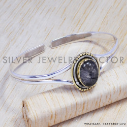 Black Rutile 925 Sterling Silver Bangles (SJWB-43) Black Rutile 925 Sterling Silver Bangles (SJWB-43)