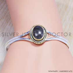 Black Rutile 925 Sterling Silver Bangles (SJWB-43)