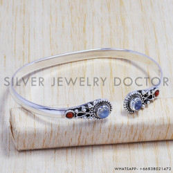 Rainbow Moonstone 925 Sterling Silver Bangles (SJWB-46) Rainbow Moonstone 925 Sterling Silver Bangles (SJWB-46)