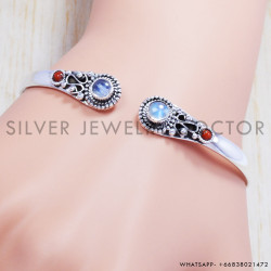 Rainbow Moonstone 925 Sterling Silver Bangles (SJWB-46)