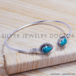 Turquoise 925 Sterling Silver Bangles (SJWB-50) Turquoise 925 Sterling Silver Bangles (SJWB-50)