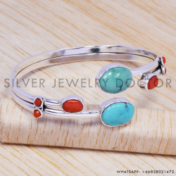 Turquoise 925 Sterling Silver Bangles (SJWB-51) Turquoise 925 Sterling Silver Bangles (SJWB-51)
