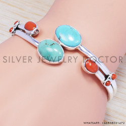 Turquoise 925 Sterling Silver Bangles (SJWB-51)