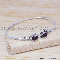 Garnet 925 Sterling Silver Bangles (SJWB-52)