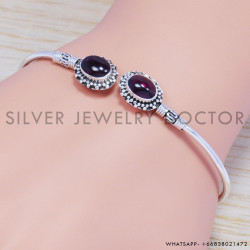 Garnet 925 Sterling Silver Bangles (SJWB-52)