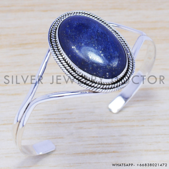 Lapis Lazuli 925 Sterling Silver Bangles (SJWB-53) Lapis Lazuli 925 Sterling Silver Bangles (SJWB-53)