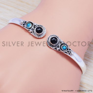 Black Rutile 925 Sterling Silver Bangles (SJWB-54) Black Rutile 925 Sterling Silver Bangles (SJWB-54)