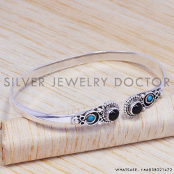 Black Rutile 925 Sterling Silver Bangles (SJWB-54) Black Rutile 925 Sterling Silver Bangles (SJWB-54)