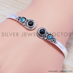Black Rutile 925 Sterling Silver Bangles (SJWB-54)