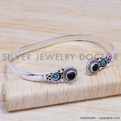 Black Onyx 925 Sterling Silver Bangles (SJWB-57) Black Onyx 925 Sterling Silver Bangles (SJWB-57)