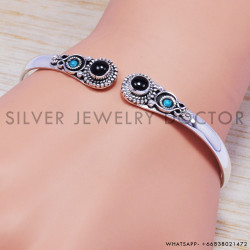 Black Onyx 925 Sterling Silver Bangles (SJWB-57)