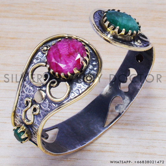 Emerald 925 Sterling Silver Bangles (SJWB-59)