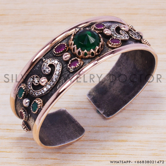 Emerald 925 Sterling Silver Bangles (SJWB-60) Emerald 925 Sterling Silver Bangles (SJWB-60)