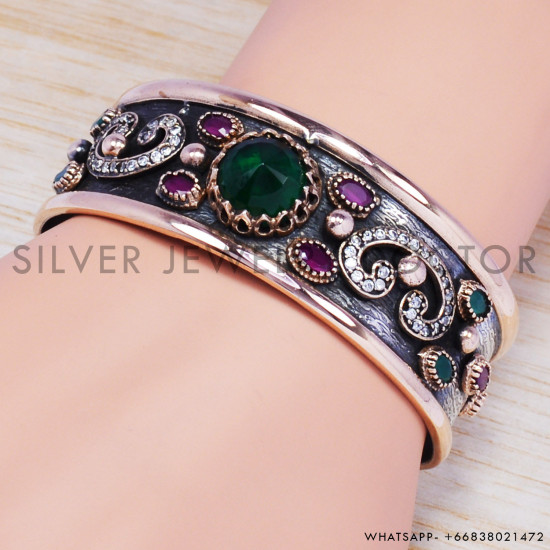 Emerald 925 Sterling Silver Bangles (SJWB-60) Emerald 925 Sterling Silver Bangles (SJWB-60)