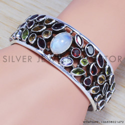 Rainbow Moonstone 925 Sterling Silver Bangles (SJWB-61)