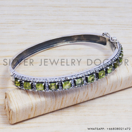 Peridot 925 Sterling Silver Bangles (SJWB-69) Peridot 925 Sterling Silver Bangles (SJWB-69)