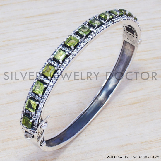 Peridot 925 Sterling Silver Bangles (SJWB-69) Peridot 925 Sterling Silver Bangles (SJWB-69)