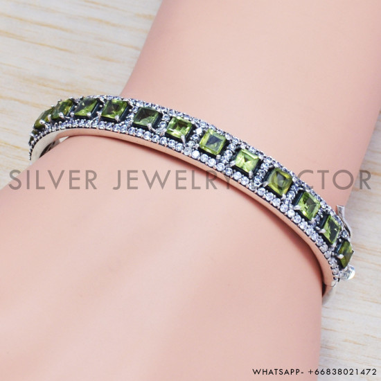 Peridot 925 Sterling Silver Bangles (SJWB-69) Peridot 925 Sterling Silver Bangles (SJWB-69)