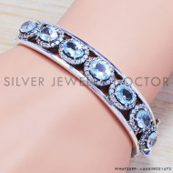 Blue Topaz 925 Sterling Silver Bangles (SJWB-70) Blue Topaz 925 Sterling Silver Bangles (SJWB-70)