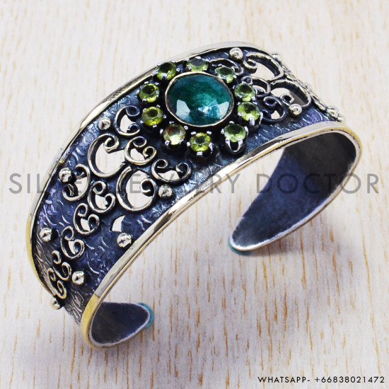 Black Onyx 925 Sterling Silver Bangles (SJWB-78) Black Onyx 925 Sterling Silver Bangles (SJWB-78)